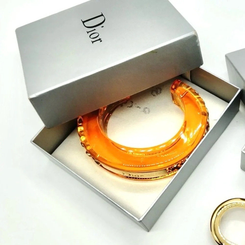 Vintage Christian Dior Rare Runway John Galliano Amber Resin Gold Chain Bangle - Picture 7 of 7